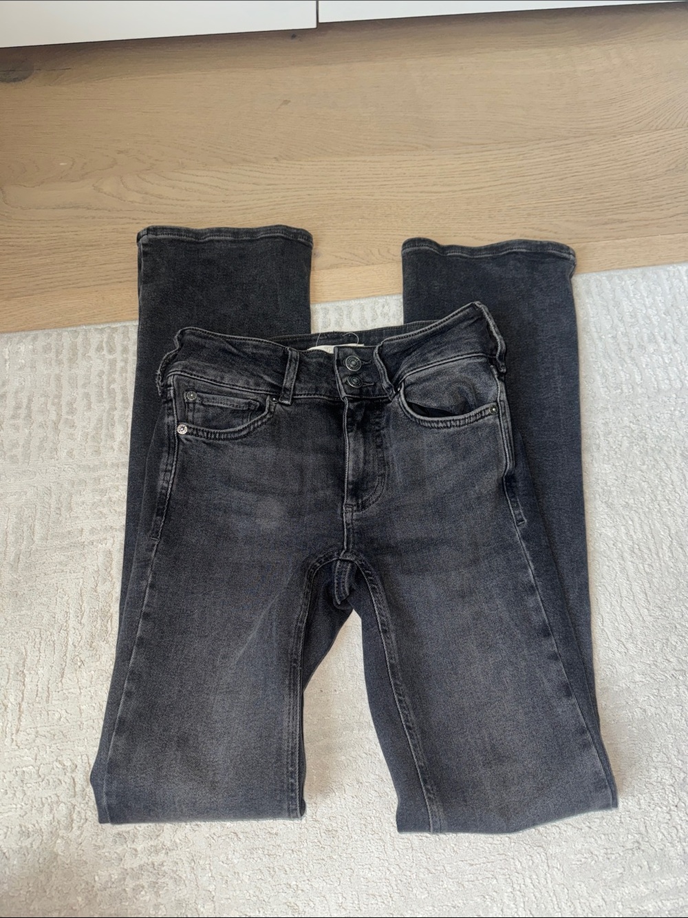 Free People Washed Black Flare Jeans